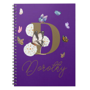 Monogram Elegant Butterfly Colorful Floral Notizblock