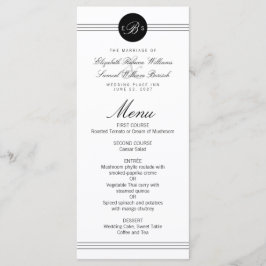 Monogram Elegant Chic Black Dot Clean Wedding Menü Menükarte