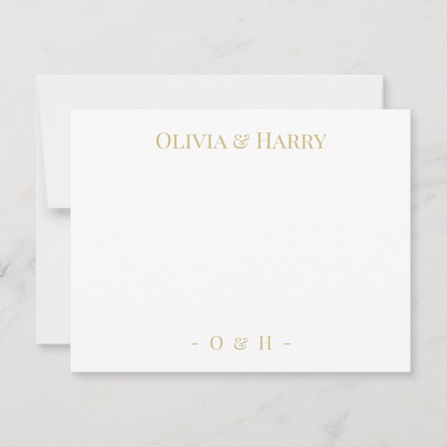 Monogram Elegant Chic Gold White Wedding Note Card Mitteilungskarte (Vorderseite)
