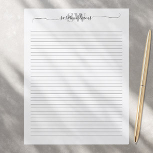 Monogram Elegant Chic Script Name Stationery Paper