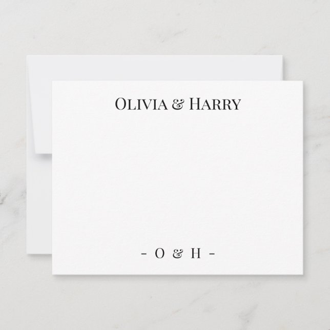 Monogram Elegant Chic White Wedding Note Card Mitteilungskarte (Vorderseite)