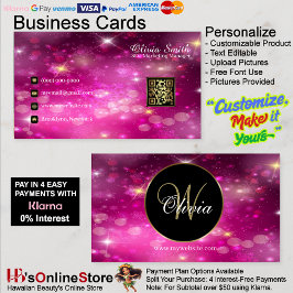 Monogram Elegant Class Sparkle QR Code Visitenkarte