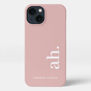 Monogram Elegant Dusty Pink Feminine Minimalistisc iPhone 13 Hülle