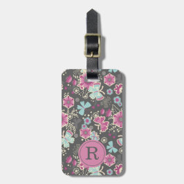 Monogram Elegant Floral Luggage Tag Gepäckanhänger