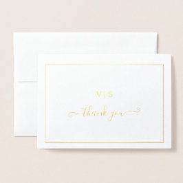Monogram Elegant Foto Wedding Danke Gold Folienkarte