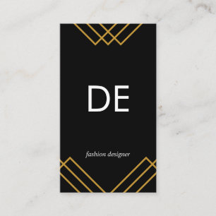 Monogram Elegant Geometric Gold Lines Simple Black Visitenkarte