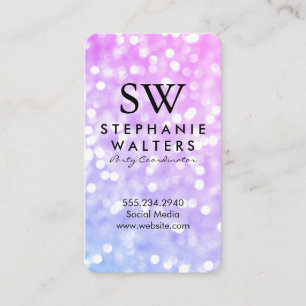 Monogram Elegant Glamour Glitzer Visitenkarte