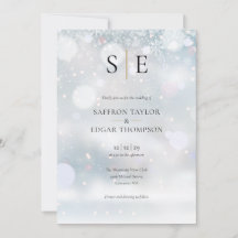 Monogram Elegant Gold Black Winter Wedding