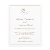 Monogram Elegant Gold Budget Hochzeit Einladung