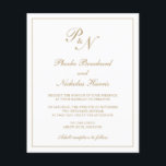 Monogram Elegant Gold Budget Hochzeit Einladung<br><div class="desc">Traditionelles Budget Hochzeitseinladung mit einem einfachen und klassischen Design mit Ihren beiden ersten Monogramm und Ihren Namen in einer eleganten Kalligraphie innerhalb eines dünnen Randes. Alle Designelemente sind in Imitaten goldfarben auf weißem Hintergrund und können im Designbearbeitungstool geändert werden. Dieses elegante Design ist perfekt für eine formelle Hochzeit.</div>