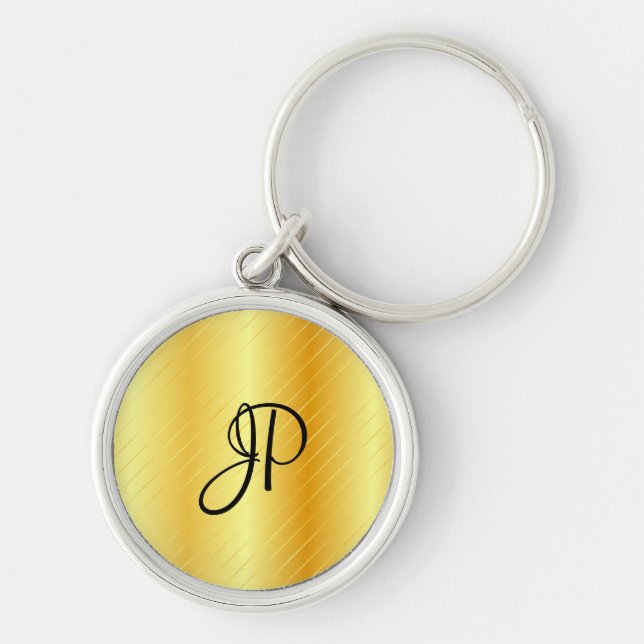 Monogram Elegant Gold Look Moderne Vorlage Schlüsselanhänger (Vorne)
