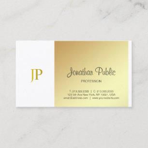 Monogram Elegant Gold White Schlicht Luxury Script Visitenkarte