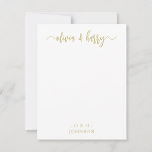 Monogram Elegant Gold White Wedding Note Card Mitteilungskarte