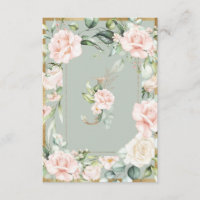 Monogram Elegant Green Floral Rose Letter J
