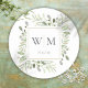 Monogram Elegant Greenerity Gold Wedding Runder Aufkleber (Monogram Elegant Greenery Gold Wedding Classic Round Sticker)