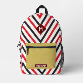 Monogram elegant hübsch Zigzag Zickzack rot Bedruckter Rucksack