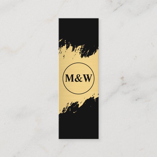 Monogram Elegant Imitate Gold Grunge Mini Visitenkarte (Vorderseite)
