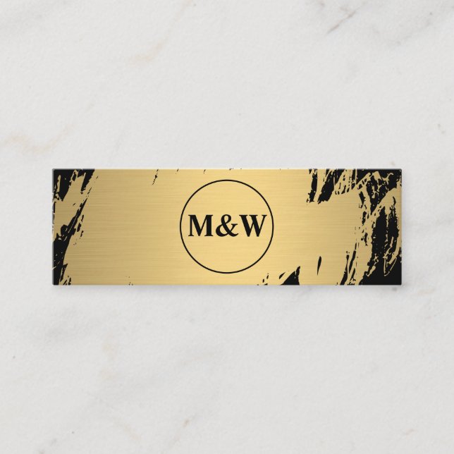 Monogram Elegant Imitate Gold Grunge Mini Visitenkarte (Vorderseite)