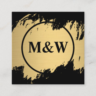Monogram Elegant Imitate Gold Grunge Quadratische Visitenkarte