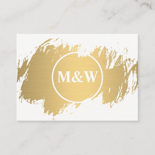 Monogram Elegant Imitate Gold Grunge Visitenkarte (Vorderseite)