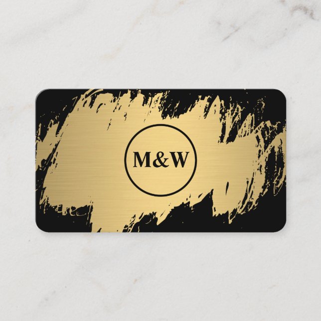 Monogram Elegant Imitate Gold Grunge Visitenkarte (Vorderseite)