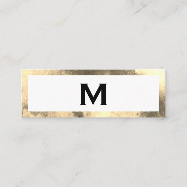 Monogram Elegant Imitats Golden Border Mini Visitenkarte (Vorderseite)