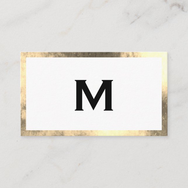 Monogram Elegant Imitats Golden Border Visitenkarte (Vorderseite)