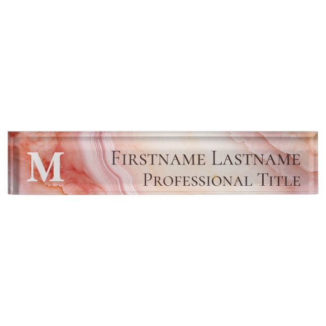 Monogram Elegant Marble Namensplakette (Vorderseite)