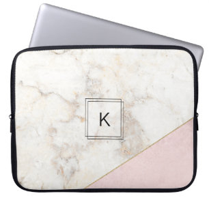 Monogram Elegant Marmor Minimalistische Rose Gold Laptopschutzhülle