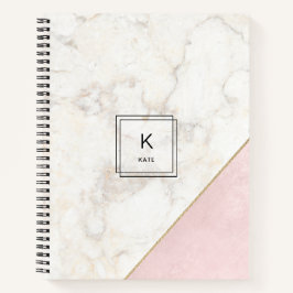 Monogram Elegant Marmor Minimalistische Rose Gold Notizbuch