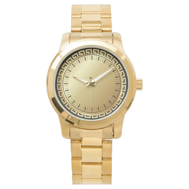 Monogram Elegant Men's Oversized Gold Bracelet Armbanduhr (Vorderseite)