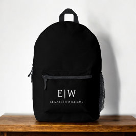 Monogram Elegant Minimal Black Bedruckter Rucksack