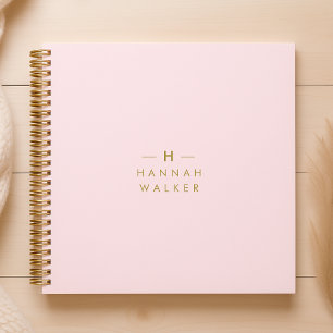 Monogram Elegant Minimal Blush Pink und Gold Notizbuch