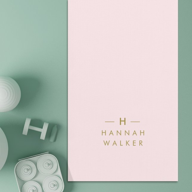 Monogram Elegant Minimal Blush Pink und Gold Yogamatte (Von Creator hochgeladen)