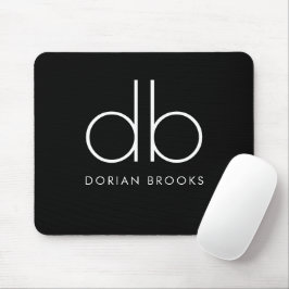 Monogram Elegant Minimal Classic Modernes Schwarz Mousepad