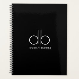 Monogram Elegant Minimal Classic Modernes Schwarz Planer