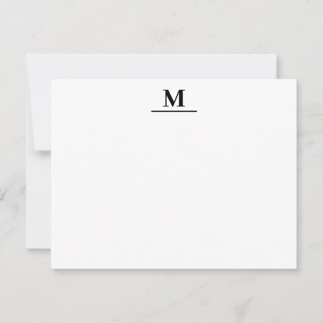 Monogram Elegant Minimal Moderne flache Note Card Mitteilungskarte (Vorderseite)