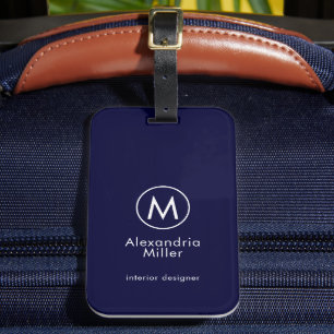 Monogram Elegant Minimal Navy Blue Gepäckanhänger