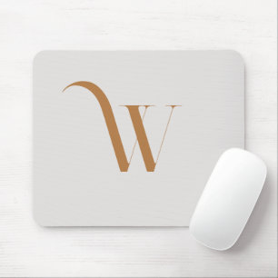 Monogram Elegant Modern Soft Brown Initial Mousepad