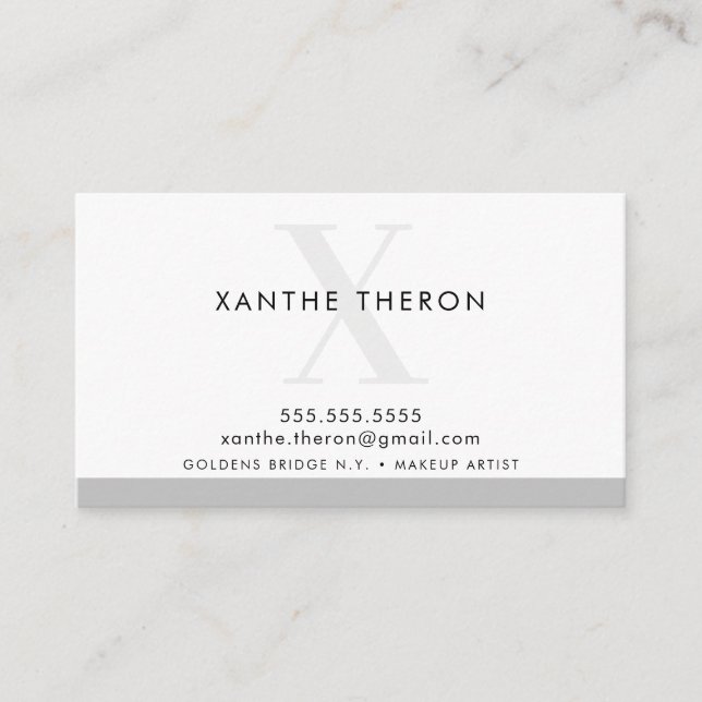 MONOGRAM elegant, modern und cool grau Visitenkarte (Vorderseite)