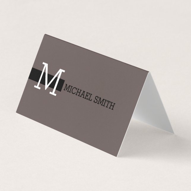 Monogram Elegant Moderne Wenge & Black Visitenkarten (Vorderseite)
