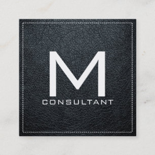 Monogram Elegant Modernes Arsenleder Quadratische Visitenkarte