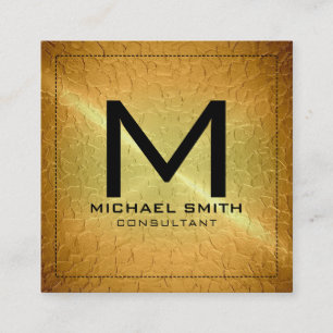 Monogram Elegant Modernes Gold Metal Quadratische Visitenkarte