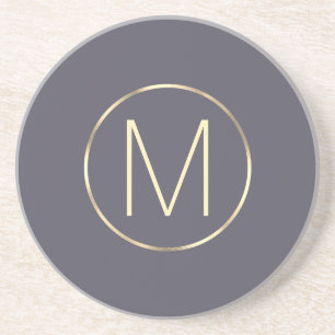 Monogram Elegant Modernes Grau Gold Getränkeuntersetzer