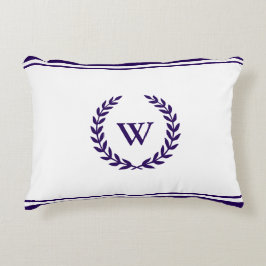 Monogram Elegant Navy Blue und White Accent Pillow Zierkissen