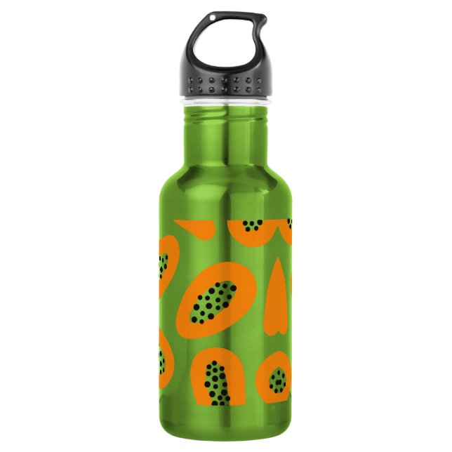 Monogram Elegant Papaya Muster Edelstahlflasche (Vorderseite)