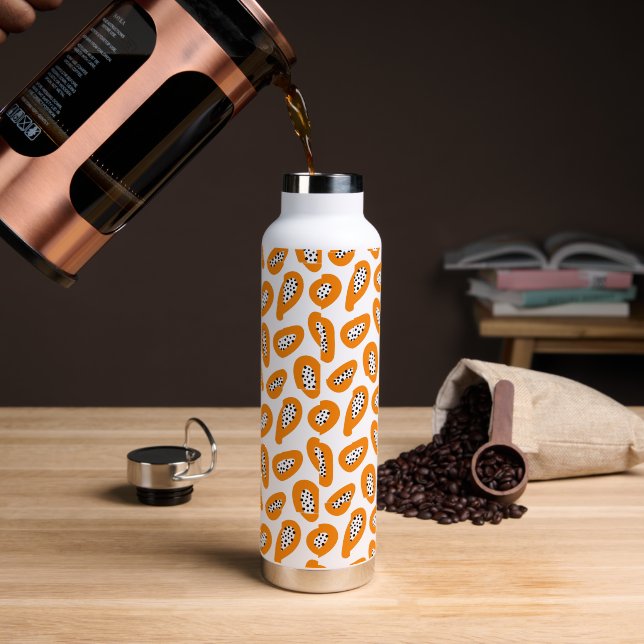 Monogram Elegant Papaya Muster Trinkflasche (Kaffee)