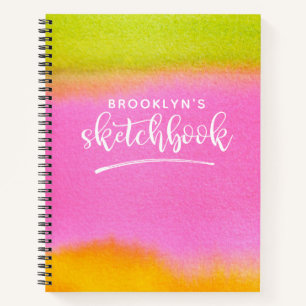 Monogram Elegant Pink Artist Sketchbook Notizbuch