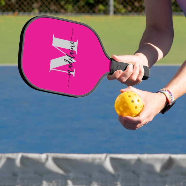 Monogram Elegant Pink Black Personal Pickleball Schläger (InSitu)