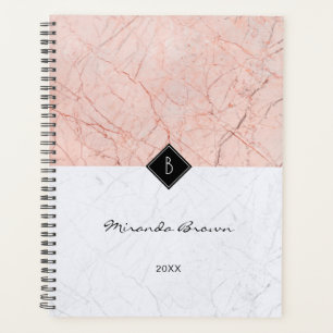 Monogram Elegant Rose Gold Gray Marmorplaner Planer